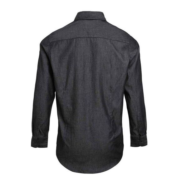 Premier Mens Denim Contrast Stitching Shirt / Black Denim - Picture 2 of 3